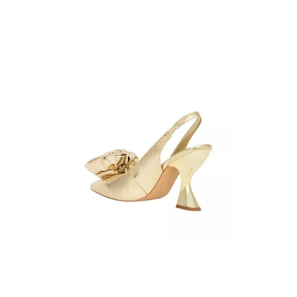 Katy Perry The Laterr Slingback High Flower Gold Heels Size 8 - Picture 3 of 11